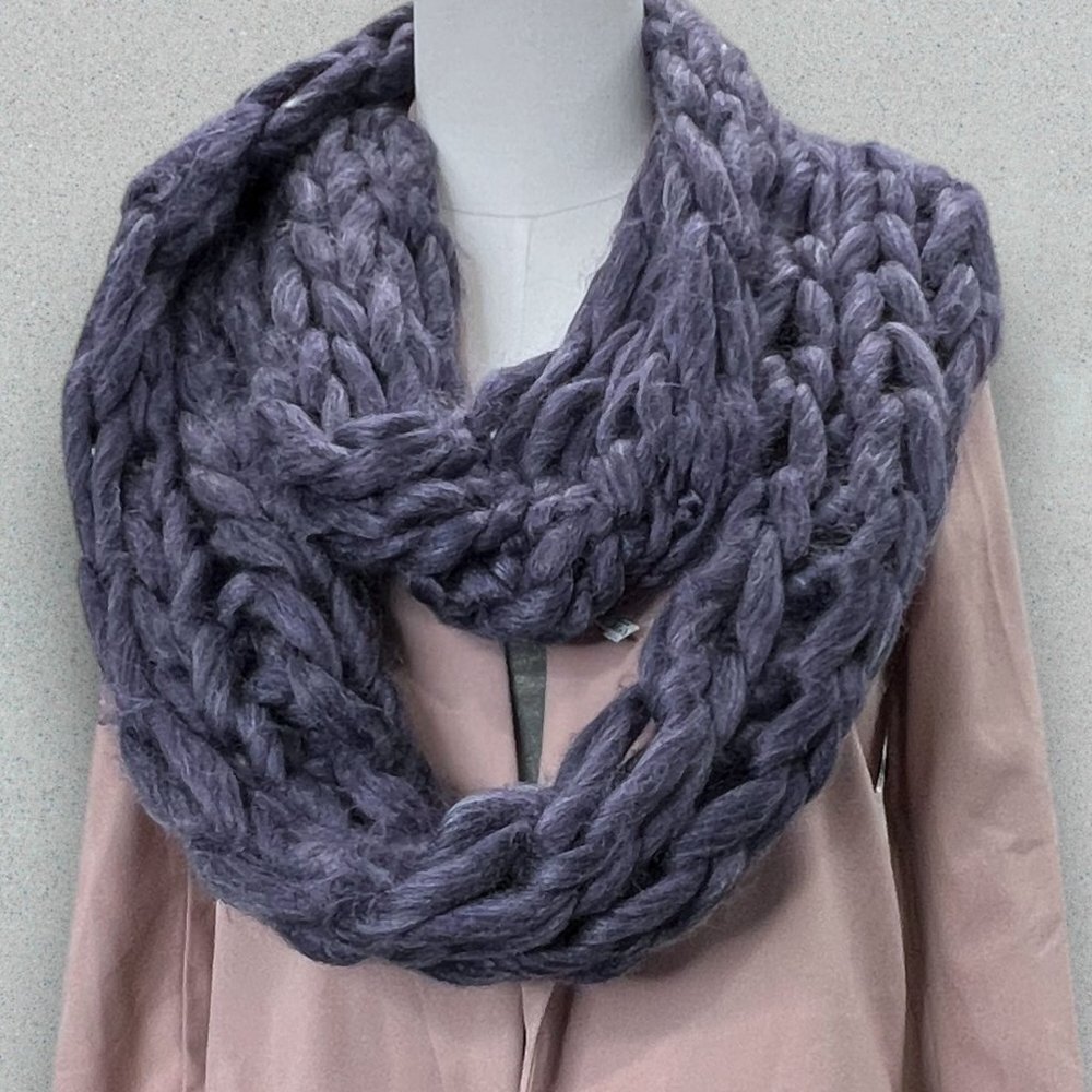 Leto Collection Scarf Chunky Braided Cozy Knit Infinity Wrap in Purple